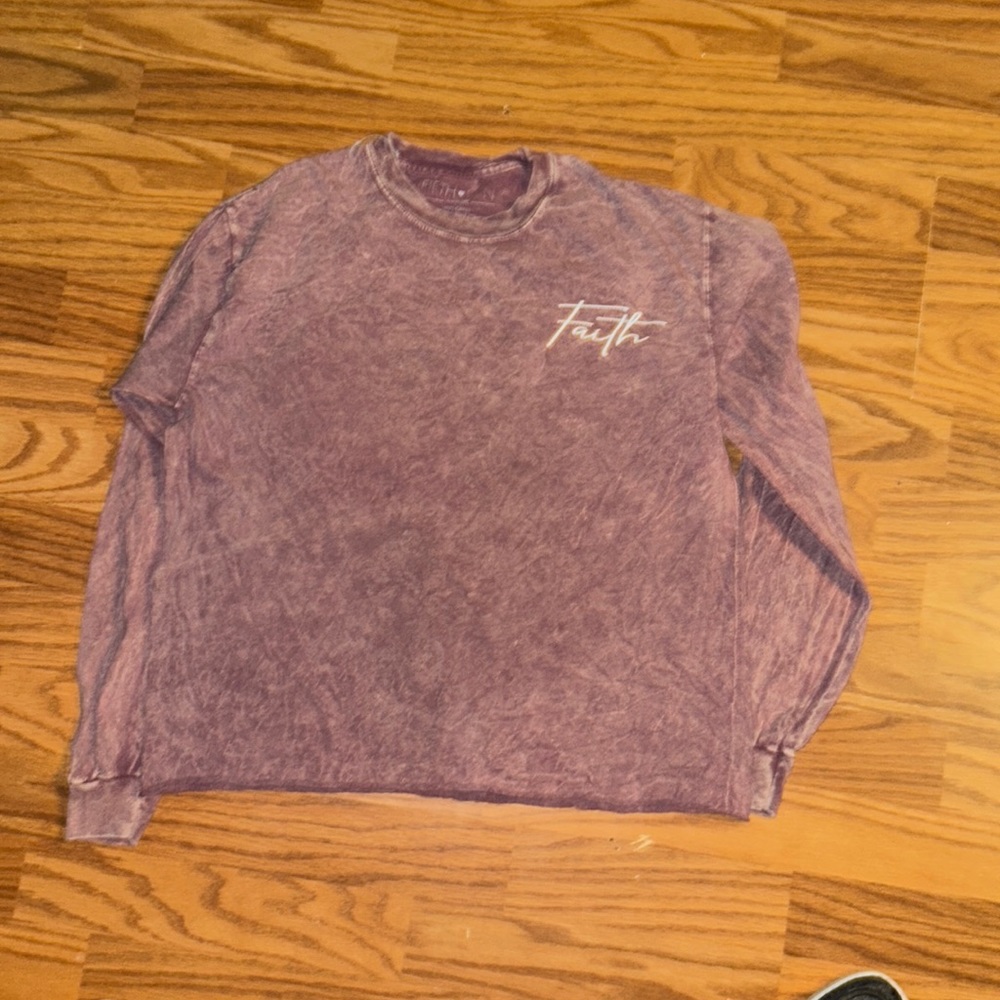 Faith white washed long sleeve crop top